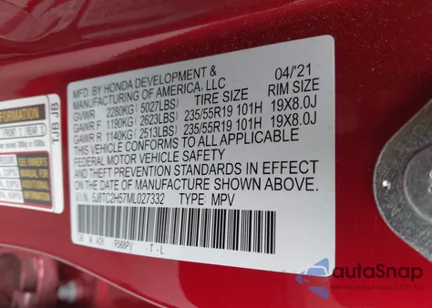 2021 Acura Rdx Technology z USA, uszkodzony, nr VIN 5J8TC2H57ML027332